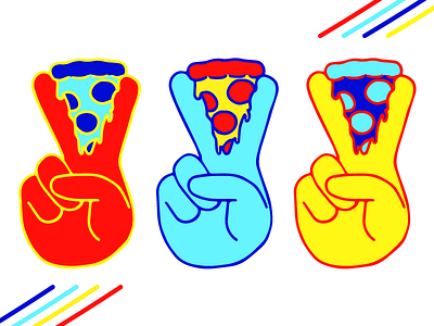Peace, Love, Pizza 90s cartoon mtv peace peace out pizza primary colors