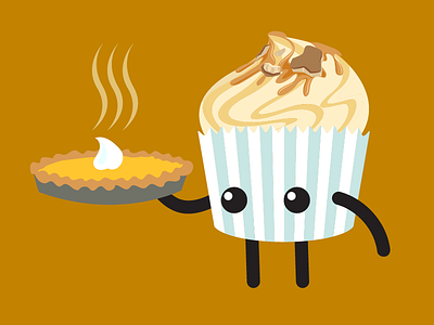 Easy As Pie character design cupcake cute graphic illustration pie thanksgiving vector