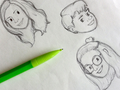 Familiar Faces cartoon portrait process sketch sketchbook sketches thumbnail