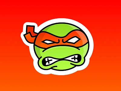 Raphael 90s flat design gradient graphic design green illustration nerd ninja orange pop culture raphael red skateboarding skating sticker stickers teenage mutant ninja turtles tmnt turtle vector illustration