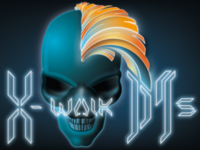 X-walk DJs graphic design illustrator logo skull typography