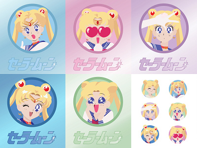 Sailor Moon Expression Set adobe illustrator anime anime art cute flat design illustration sailor moon vector vector art vector illustration