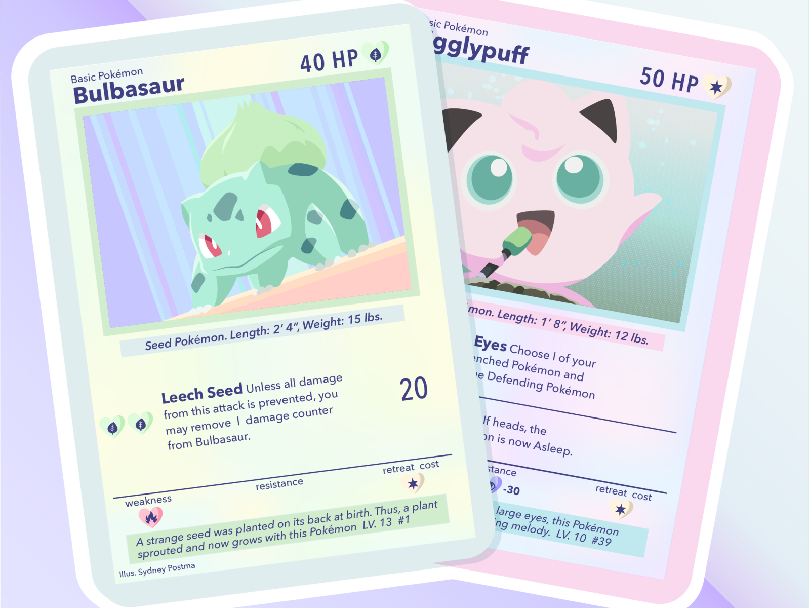 Bulbasaur & Jigglypuff - Cute Pokemon Cards by Sydney Postma on ...