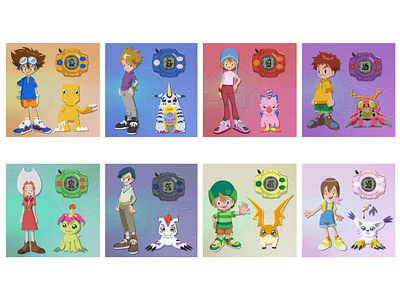 Digimon Character Profiles adobe illustrator anime design digimon flat design illustration japan vector vector art vector illustration