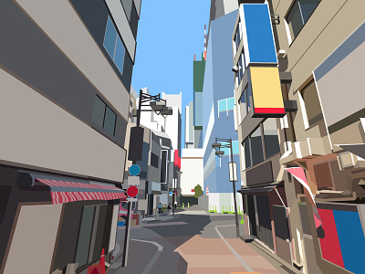 Streets of Shibuya adobe illustrator buildings city design flat design illustration japan shibuya tokyo vector vector art vector illustration