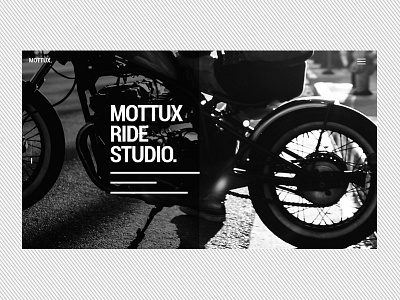 Mottux. black and white bw custom type minimal motorbike motorcycle studio ui ux web design