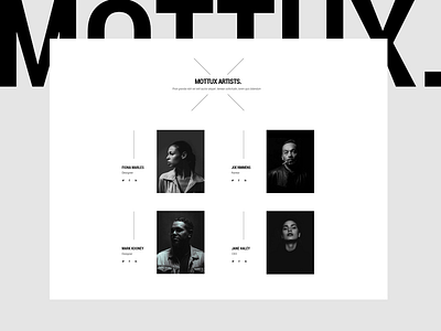 Mottux team black and white bw lines minimal social icons team ui ux web design