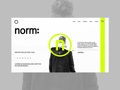 NORM: home page design fashion home design home page lime minimal neon typography ui ux web design