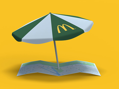 Summer Surprises Restaurant Finder 3d animation design icon map motion summer ui umbrella