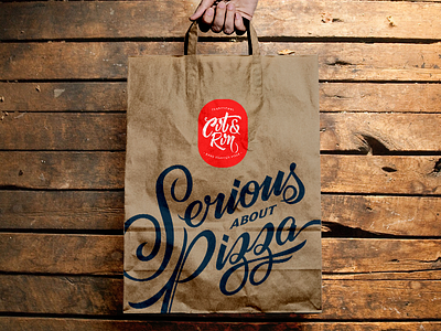 C&R food handmade lettering paperbag pizza script traditionality typography wood