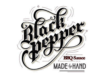 Black Pepper - BBQ Sauce artisanal clean details gothic handmade illustration kitchen label lettering ligatures print
