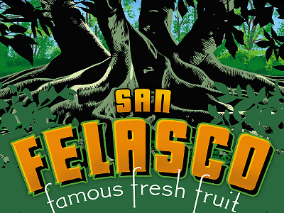 San Felasco Brand - Gainesville Fruit Co. fruit label pineapple tree typography vintage
