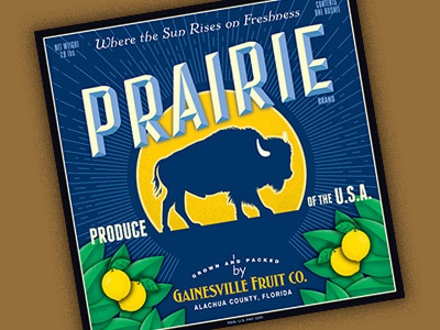 Prairie Alt design fruit label retro typography vintage