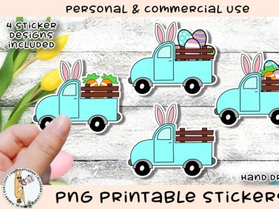 Easter Truck Sticker Designs graphic hand lettered illustraion ipad procreate sticker