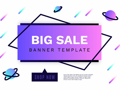 Modern big sale banner with galaxy shapes