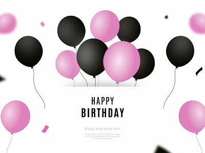 Happy birthday background with black and pink balloons background balloons banner birthday card celebration design download free freepik happy birthday party pink realistic resource template vector