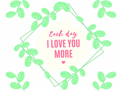 Valentine's day quote template with watercolor leaves