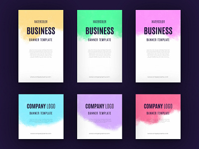 Watercolor business banner collection banner branding brochure business card colorful company company card design download flyer free freepik paper poster resource template texture vector watercolor