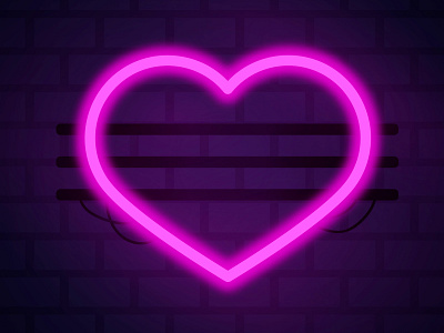 Heart shape with neon light style