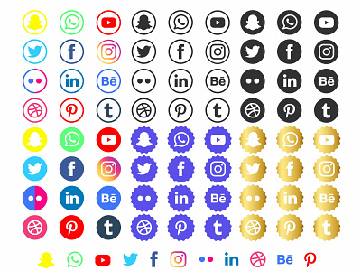 Social media logotype collection behance collection dribbble facebook flickr free download freepik icon icons set instagram linkedin media pinterest snapchat social tumblr twitter vector whatsapp youtube