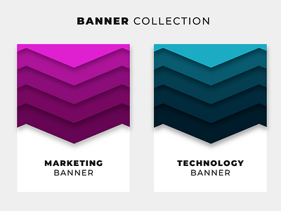 Origami banner collection with vibrant backgrounds