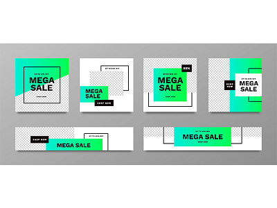 Mega sale banner collection set with vibrant colors