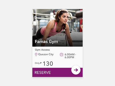 Gym Partners Reservation Card UI
