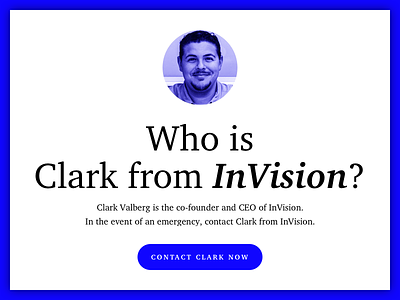 If Clark from InVision Has a Contact Page clark contact invision prototyping ui web design
