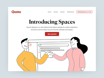 Quora Spaces branding graphic illustration marketing quora story telling ux ux ui webdesign