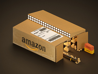 Amazon 3d 3dart amazno blender box branding design egypt graphic design illustration packing wherehouse