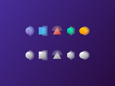 Simple Geometric Glass Icons Concept Design in Color
