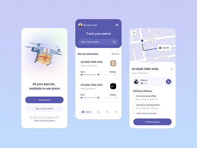 Parcel tracking app 📦 courier delivery delivery tracking driver map minimalistic on demand package package tracking parcel parcel tracking tracking ui