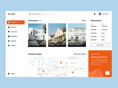 🏡 Real Estate Web App bids buy house clean ui design houses for sale houses nearby listings map placed bids property real estate real estate agent real estate listings realtor rent rent house selling a house ui web app