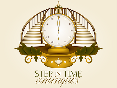 Step in Time Antiques design illustration illustrator logo typography vector