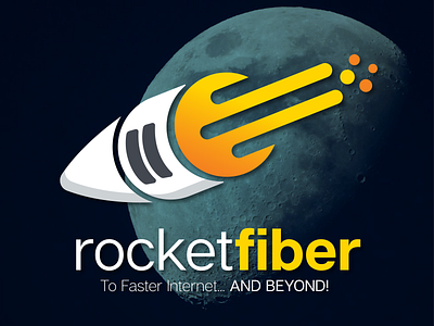 Rocket Fiber - Full Background branding design illustration logo typography vector