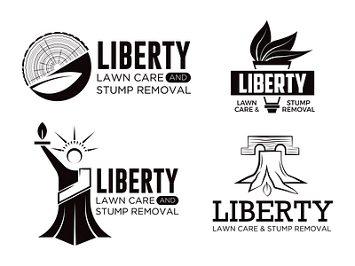 Liberty Lawn Care and Stump Removal branding design illustration logo typography vector