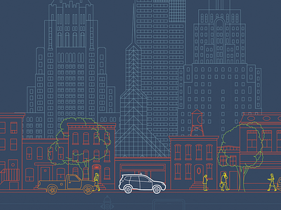 Portland / Detroit Trade Show Background branding cityscape illustration line art vector