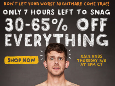 Sneak Peak at a 7 hours left email back to school sale email fear naked nightmare nude school threadless