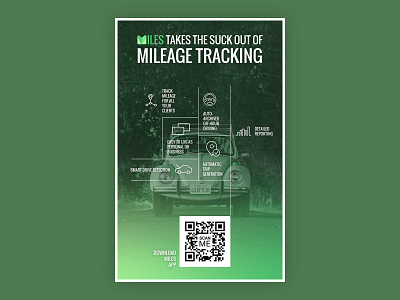 Poster Design - Miles app branding dark green design gps green icons illustrator mileage miles poster tracking