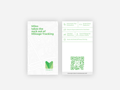 Business Card - Miles app app icon business card design green grey icons map mileage miles portait tracking visiting card