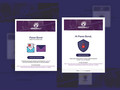 Email Template - League Ally branding confirmation email design email template forget password icons illustration purple ui ux