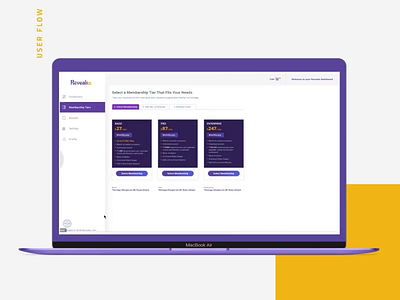 Revealio - Admin Panel Designs admin panel ar augmented reality designs desktop membership plans mustard purple subscription virtual reality vr website