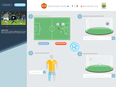 Virtual goal replay tool clean football minimal online tool replay scouting soccer sports ui ux