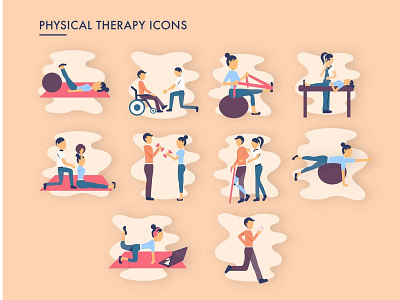 Physical Therapy design flat health healthcare icon illustration rehabilitation typography vector web