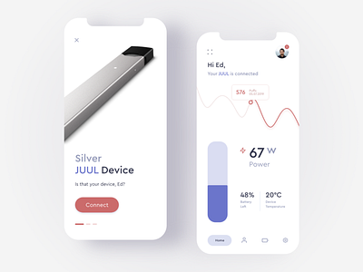 JUUL App Concept app design juul minimal smart smoke ui ux vape