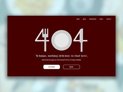 404 Page - Restaurant - Daily UI #008 404 404 error 404 error page 404 page 404 restaurant 404page branding daily ui daily ui 008 dailyui design icon illustration illustrator typography ui ux vector web design website