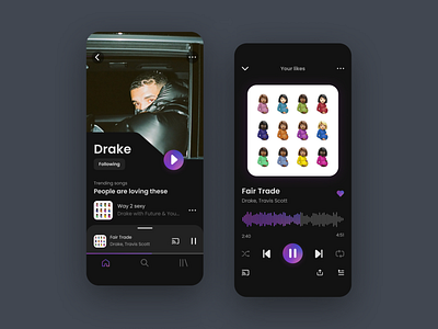 Music Player mobile app - Daily UI #009 9 app concept daily ui daily ui 009 daily ui challenge dailyui dark dark mode day design figma gradient mobile mobile design music music player music player app ui ux