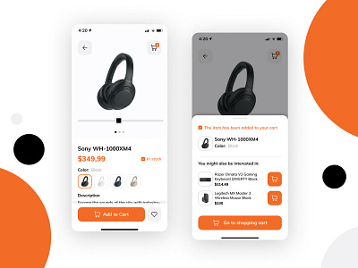 Mobile eCommerce item screen interaction - Daily UI #012