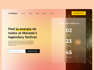 Festival Website Countdown Timer - Daily UI #014 014 14 countdown countdown timer daily ui dailyui design desktop event festival header landing page party spain spanish timer ui ux website