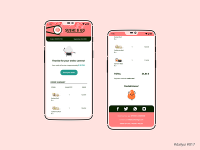 Daily UI Design Challenge #017 - Email Receipt dailyui dailyuichallenge delivery email receipt sushi ui ux